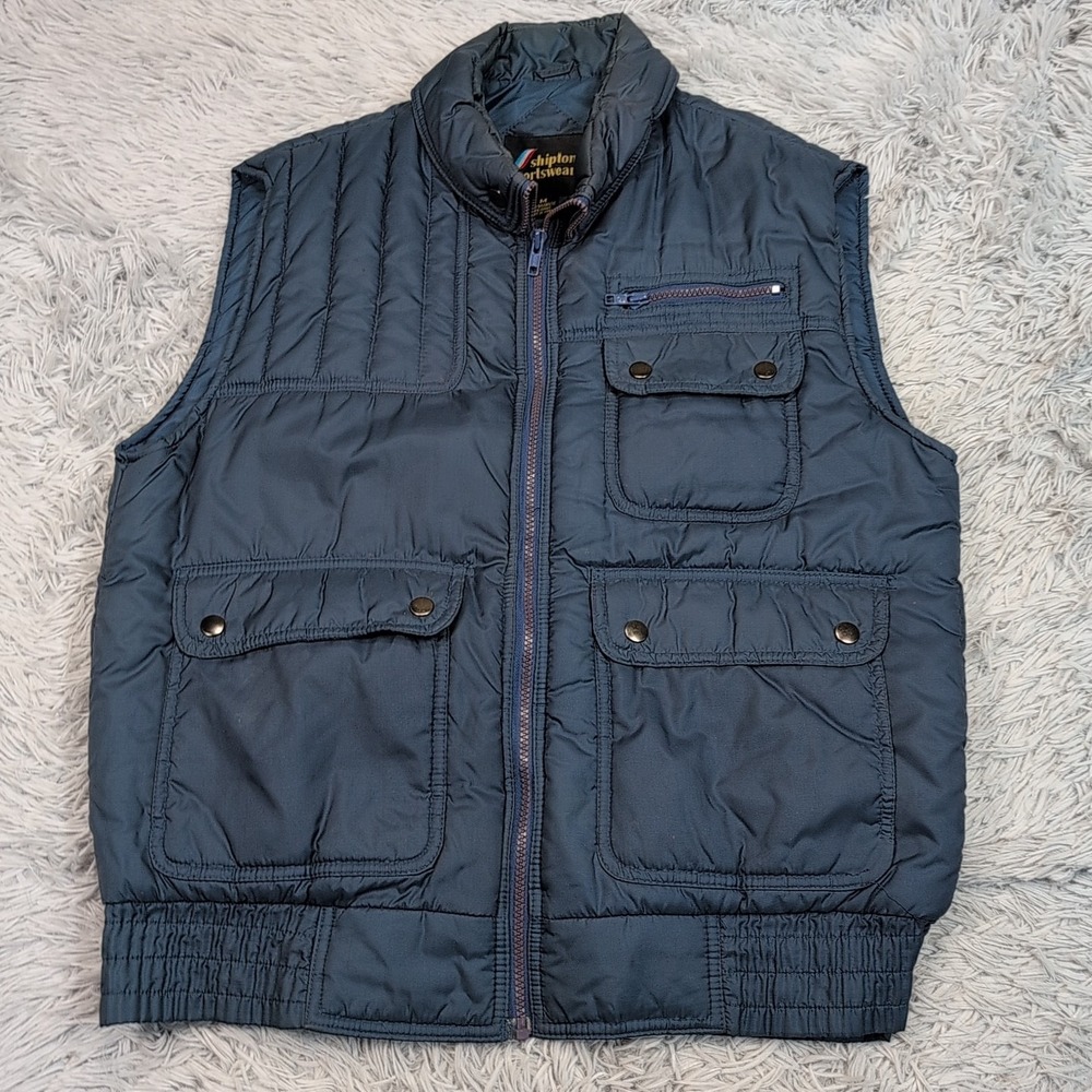 Vintage Shipton‎ Sportswear Vest Mens M Blue Gorpcore Pockets Zip Up Barn Chore